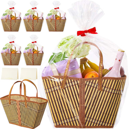 Quzzil Woven Bamboo Gift Basket Kit, 6-Set