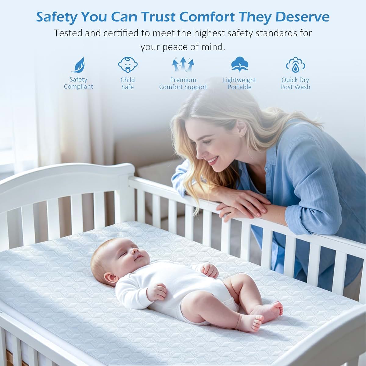 EVNOLÖWEA Pack and Play Mattress Pad, 38"x26" Dual Sided Memory Foam Pack N Play Mattresses with Removale Washable (photo 4)
