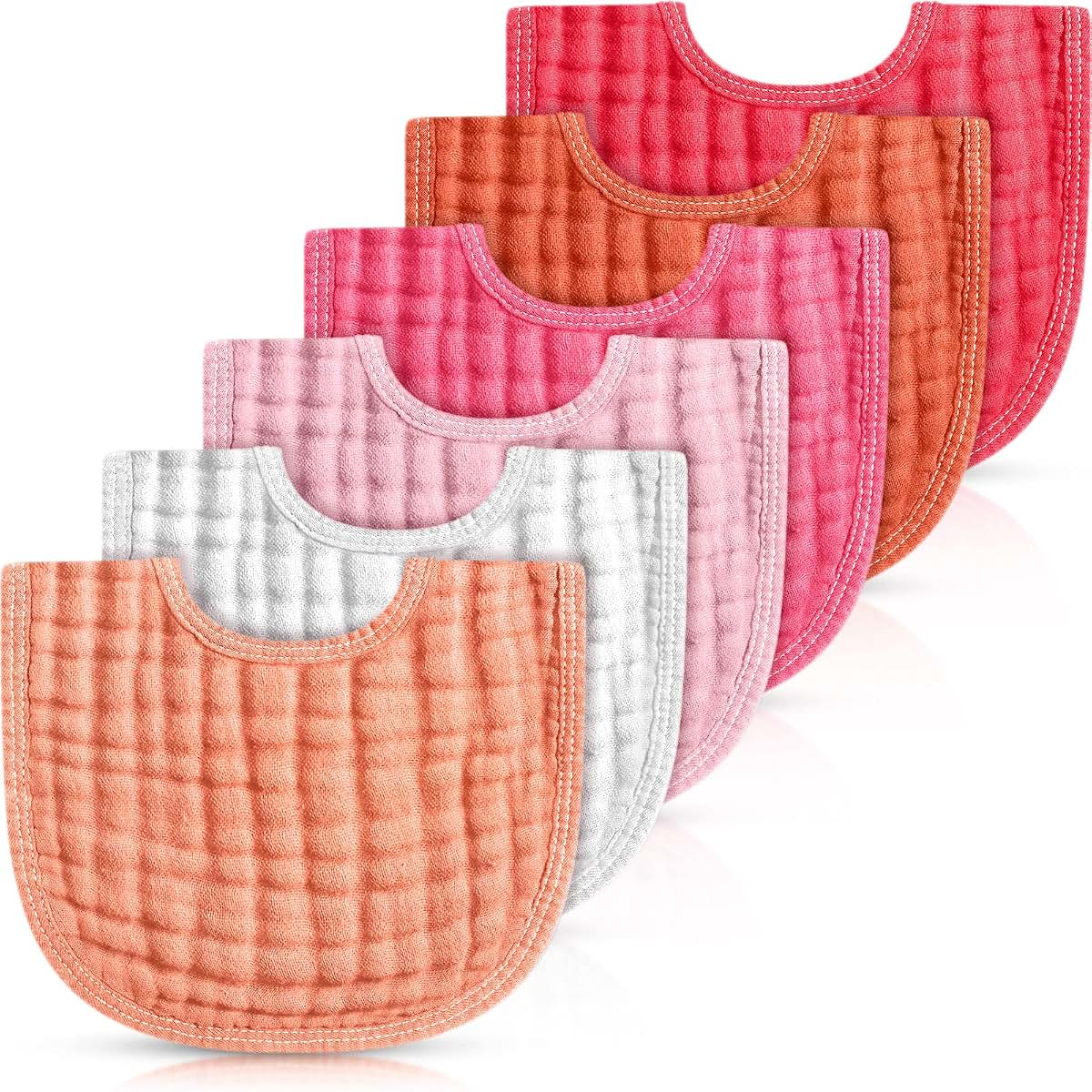 Frienda 6 Pack Muslin Baby Bibs Bandana Drool Bibs Pink Series Cotton 6 Months+