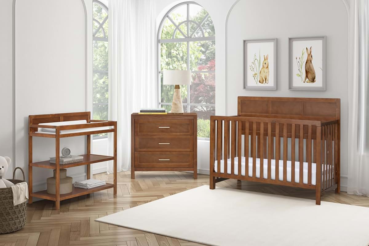 Suite Bebe Reign 4-in-1 Convertible Full Panel Baby Crib in Walnut