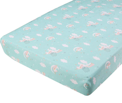 JAHbaby 3-Piece Unicorn Nursery Crib Bedding Set, Cotton Polyester, Blue Pink