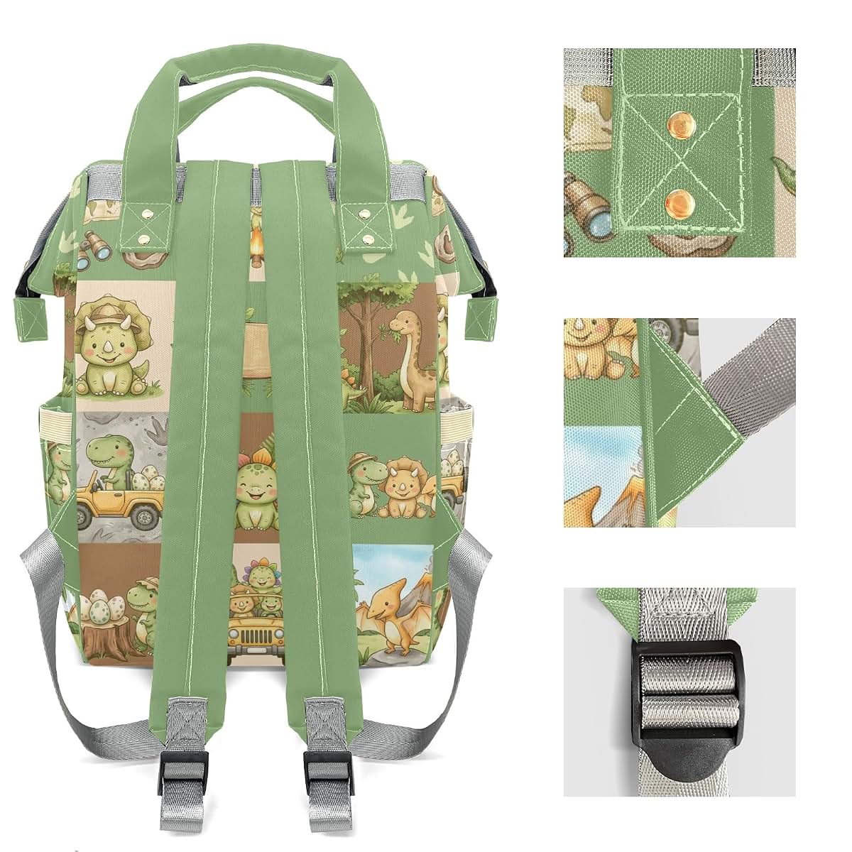 YallLocoMo Personalized Diaper Bag Backpack Watercolor Dinosaur (photo 4)