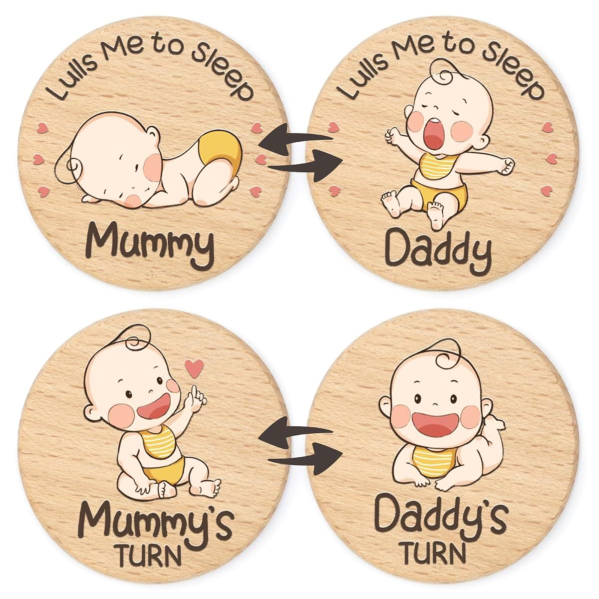 Parent Decision Coin Set | Natural Wood Gift for New Mom and Dad