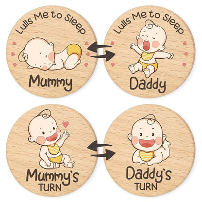 Parent Decision Coin Set | Natural Wood Gift for New Mom and Dad