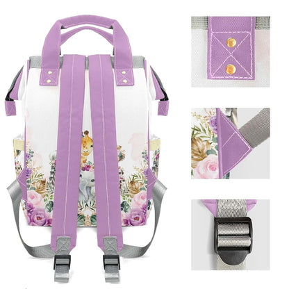 LiSoAkWE Flower Safari Animals Tiger Elephant Personalized Diaper Bag Backpack with Name,Customized Nappy Backpack for (photo 4)