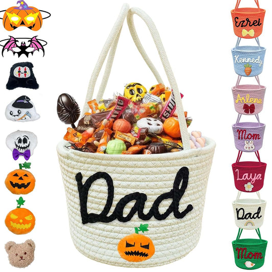 Hapelf Personalized Halloween Woven Basket With Custom Name