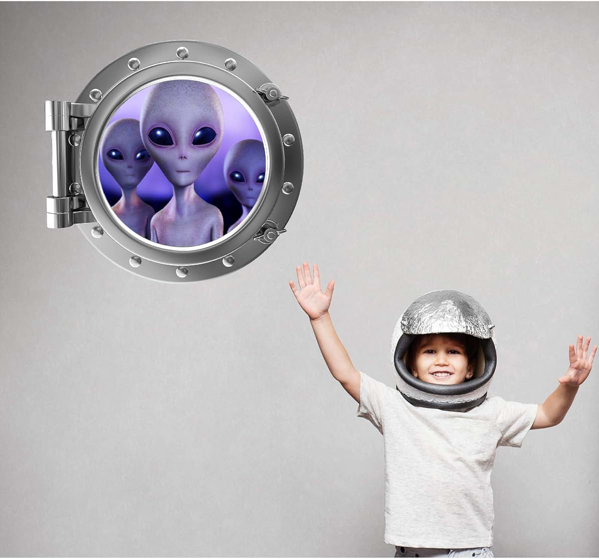 Stickit Graphix 24" PortScape Aliens #3 Instant Space 3D Window Outer Space UFO Removable Vinyl Wall Sticker Decal Wall