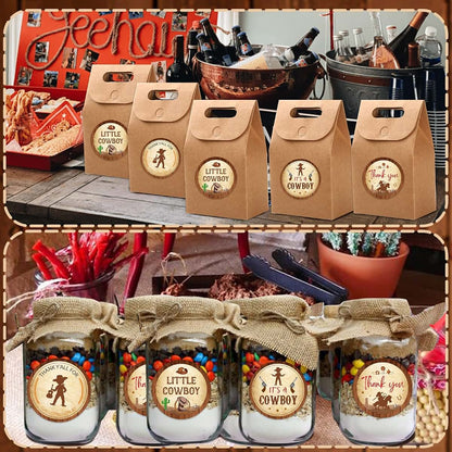 Cowboy Thank You Stickers Kit for Western Baby Shower Party Decorations