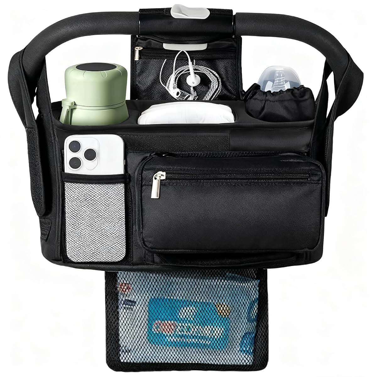 Eutopic Universal Stroller Organizer with Insulated Cup Holder and Detachable Phone Bag