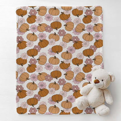 Cstdyfrv Vintage Pumpkin Boho Floral Baby Blanket (photo 2)