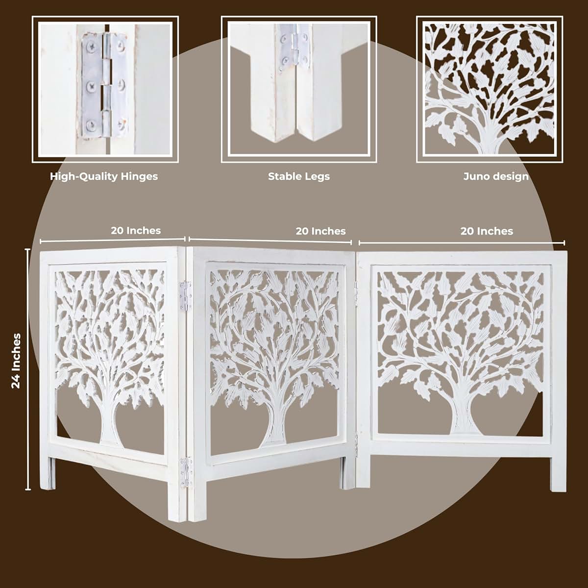 Bedding Craft Wooden Dog Gate, 3 Panel Foldable Pet Barrier (photo 4)