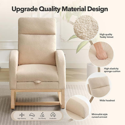 Takywep Modern Nursery Rocking Chair with Footrest and Side Pocket (photo 3)