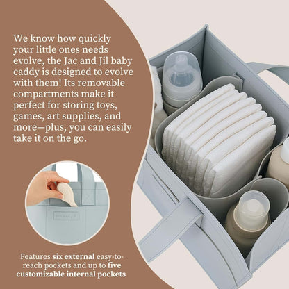 Jac and Jil Premium Vegan Leather Baby Diaper Caddy Organizer – Portable Storage Basket for Newborn Essentials (photo 3)