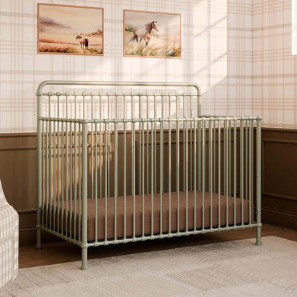 NAMESAKE Winston 4-in-1 Convertible Metal Baby Crib, Heirloom Sage