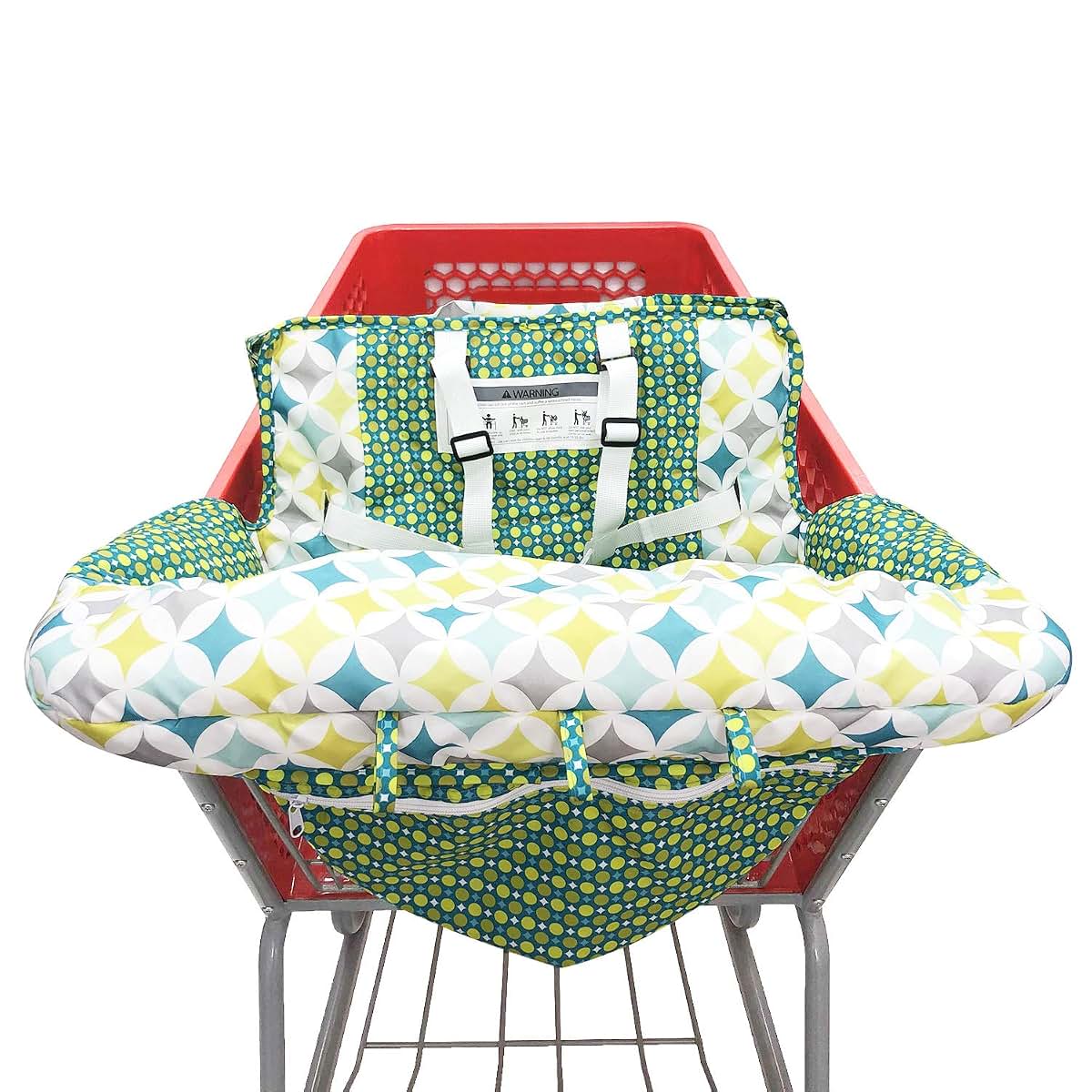 Hivvi Portable 2-in-1 Grocery Cart and Highchair Cover in Green Stars