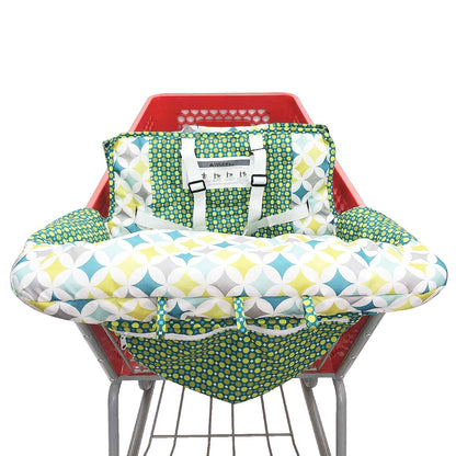 Hivvi Portable 2-in-1 Grocery Cart and Highchair Cover in Green Stars