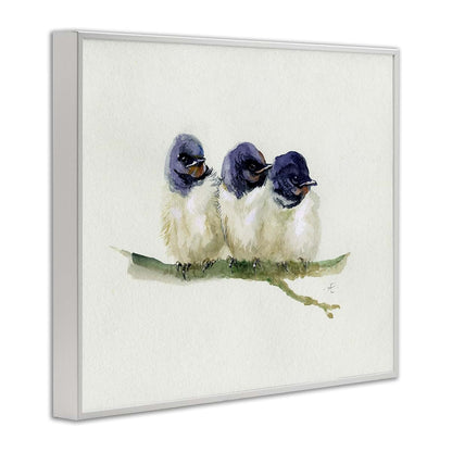 Stupell Industries Baby Swallows Birds Perched on Branch Framed Art
