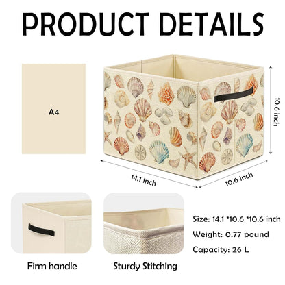 Otouo Coastal Seashell Storage Bin for Toys, Books, and Nursery Organization