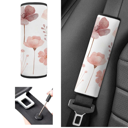 Temdrsuy Infant Car Seat Safety Belt Pad 2-Piece Set Pink Floral Animal Pattern