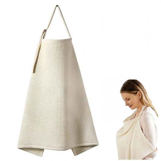ETOFIXEE Waffle Weave Multifunctional Nursing Cover - 100% Cotton Breathable Breastfeeding Scarf (30x36 Inch)