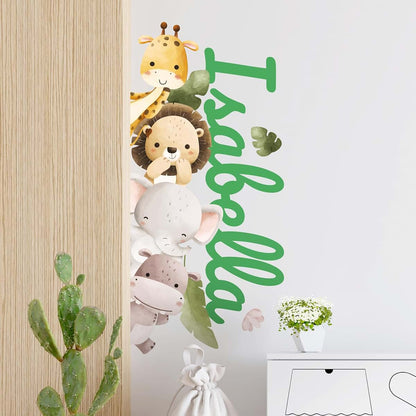 CRYPTONITE Personalized Name Jungle Animals Vinyl Wall Decor