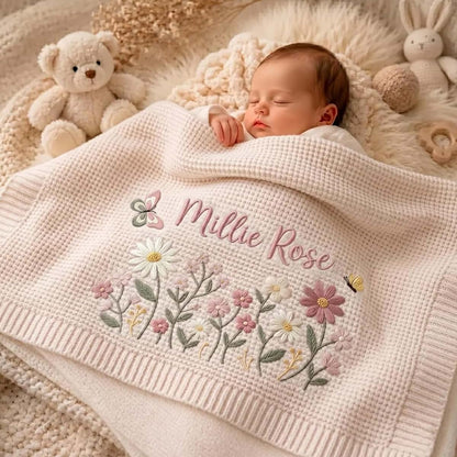 Noni Personalized Baby Blanket Embroidered with Name, Custom Knit Baby Blanket for Girls Boys, Newborn Baby Gift, Gift (photo 3)