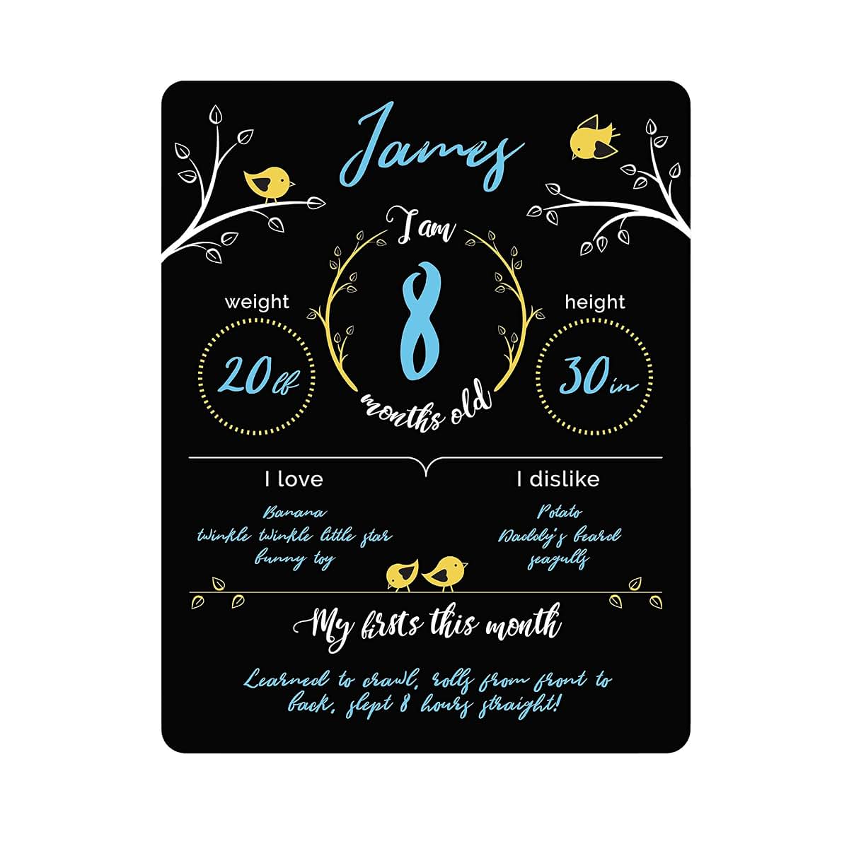 Felt Like Sharing Baby Milestone Chalkboard Sign 12x16 Inch with 3 Markers
