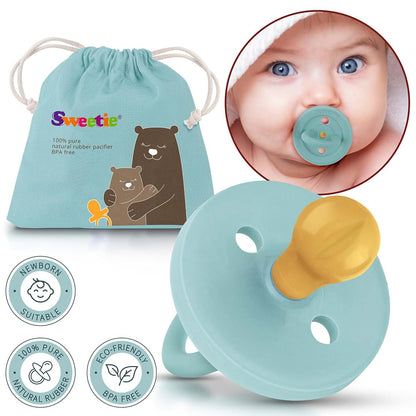 Sweetie Natural Rubber Pacifier Rounded Turquoise Medium