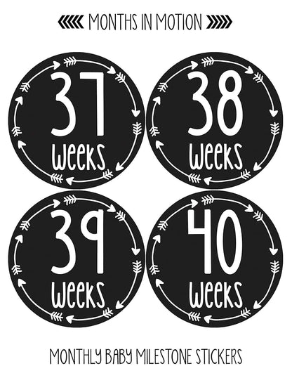 Months In Motion Pregnancy Weekly Belly Growth Stickers - 12 Piece Round Set (photo 4)