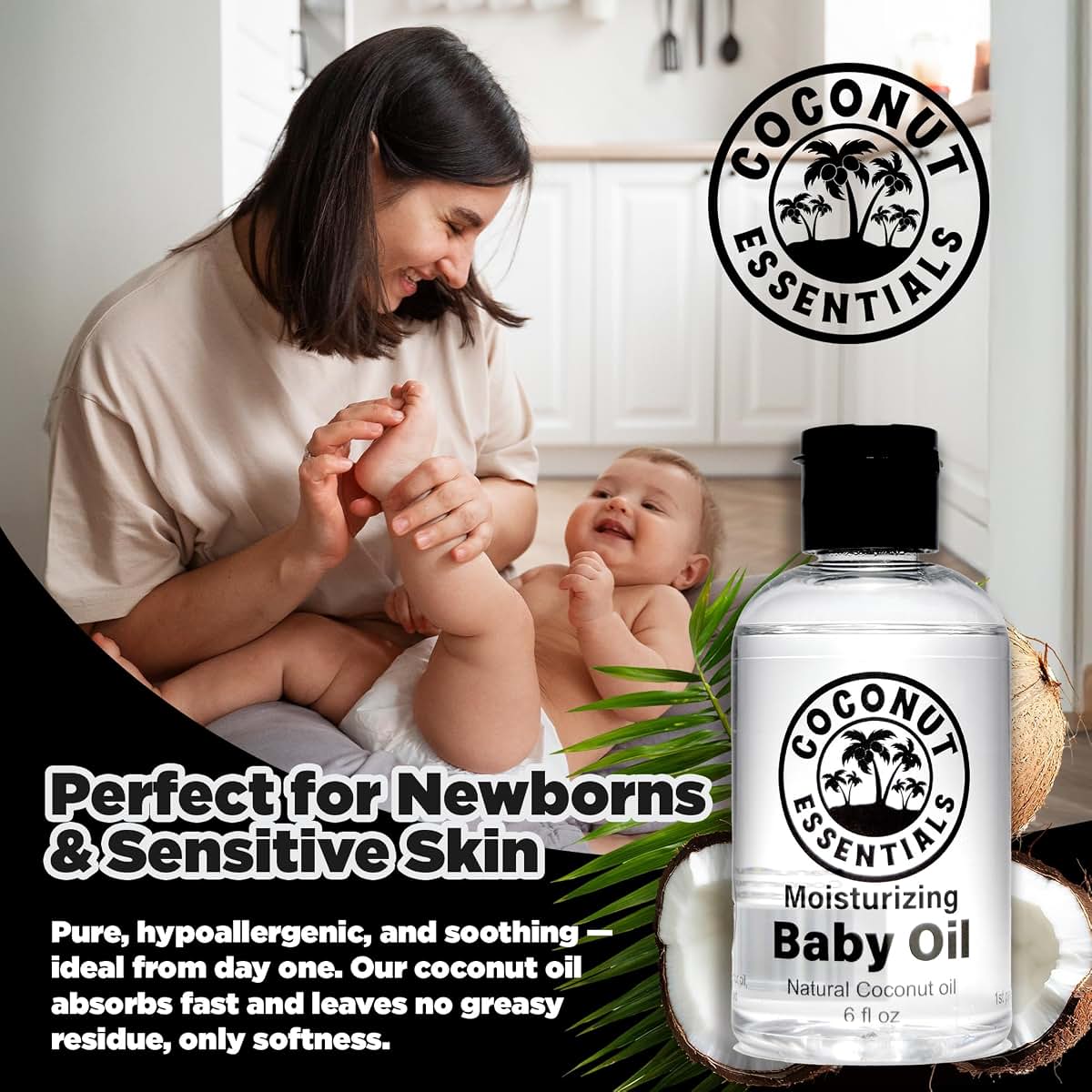 Coconut Essentials Baby Oil - Pure Fractionated MCT Oil Moisturizer