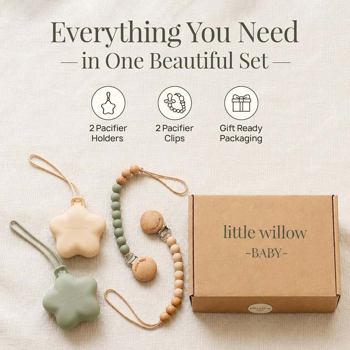 Little Willow Baby Pacifier Clip & Holder Set, 4-Piece (photo 2)