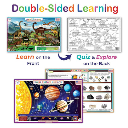 Tot Talk Science Explorer Placemat 3-Pack, Double-Sided Educational Mat for Kids