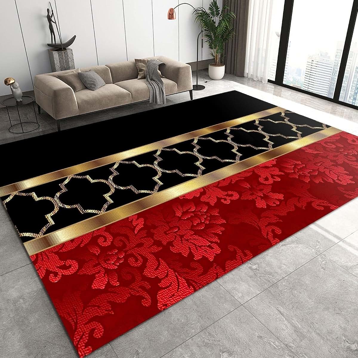 GIRTFU Modern European Style Low Pile Area Rug, 4ft x 6ft
