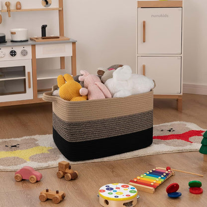 OIAHOMY Cotton Rope Storage Basket for Nursery & Living Room