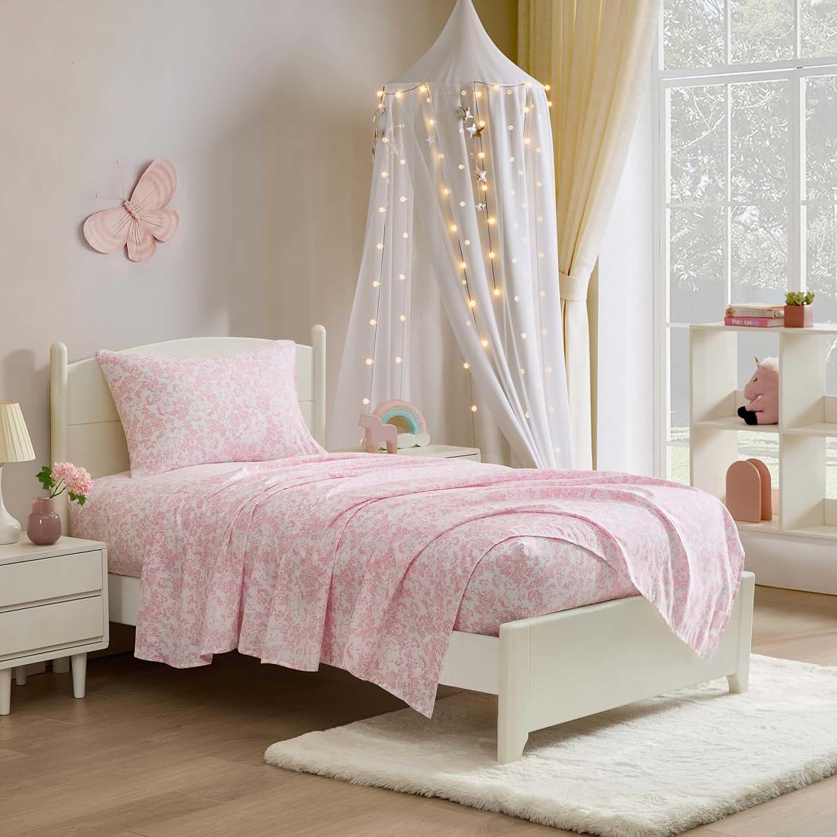 Laura Ashley Twin Sheet Set with Fitted Sheet and Pillowcase, Deep Pocket Microfiber
