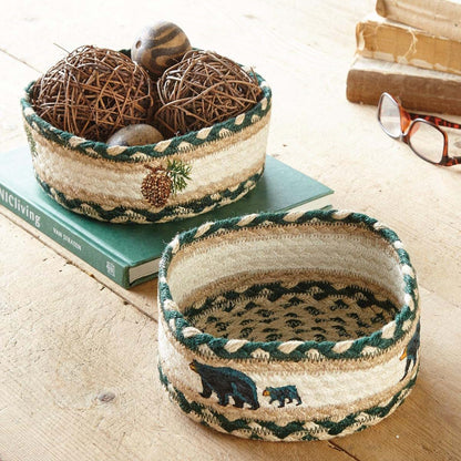 Black Forest Decor Forest Pinecones Braided Basket, Round Jute Storage (photo 2)