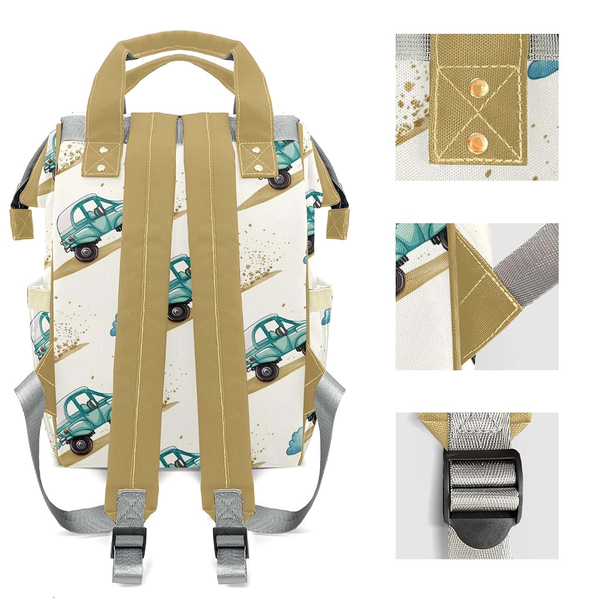 YallLocoMo Custom Name Diaper Bag Backpack Gift Car Cartoon Ultimate Nappy Bag: Spacious, Waterproof & Perfect for