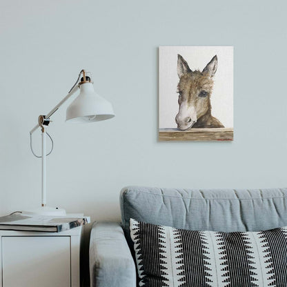 Stupell Industries Adorable Baby Donkey Farm Canvas Wall Art, 16 x 20 Inch, Ready to Hang