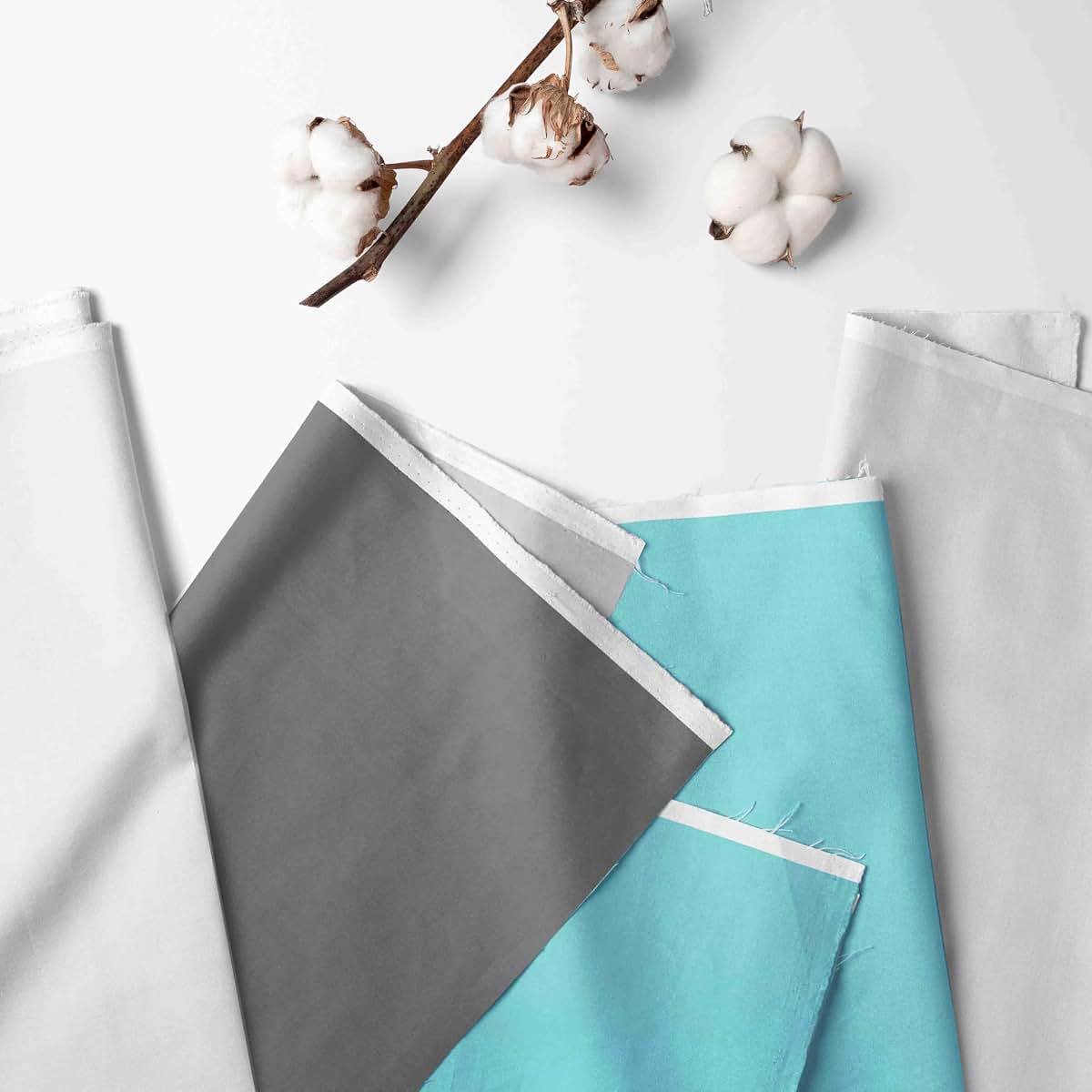Bacati - Mix N Match Solid 3 Tier Layer Bed Ruffle Crib Skirt (White/Aqua/Grey) (photo 2)