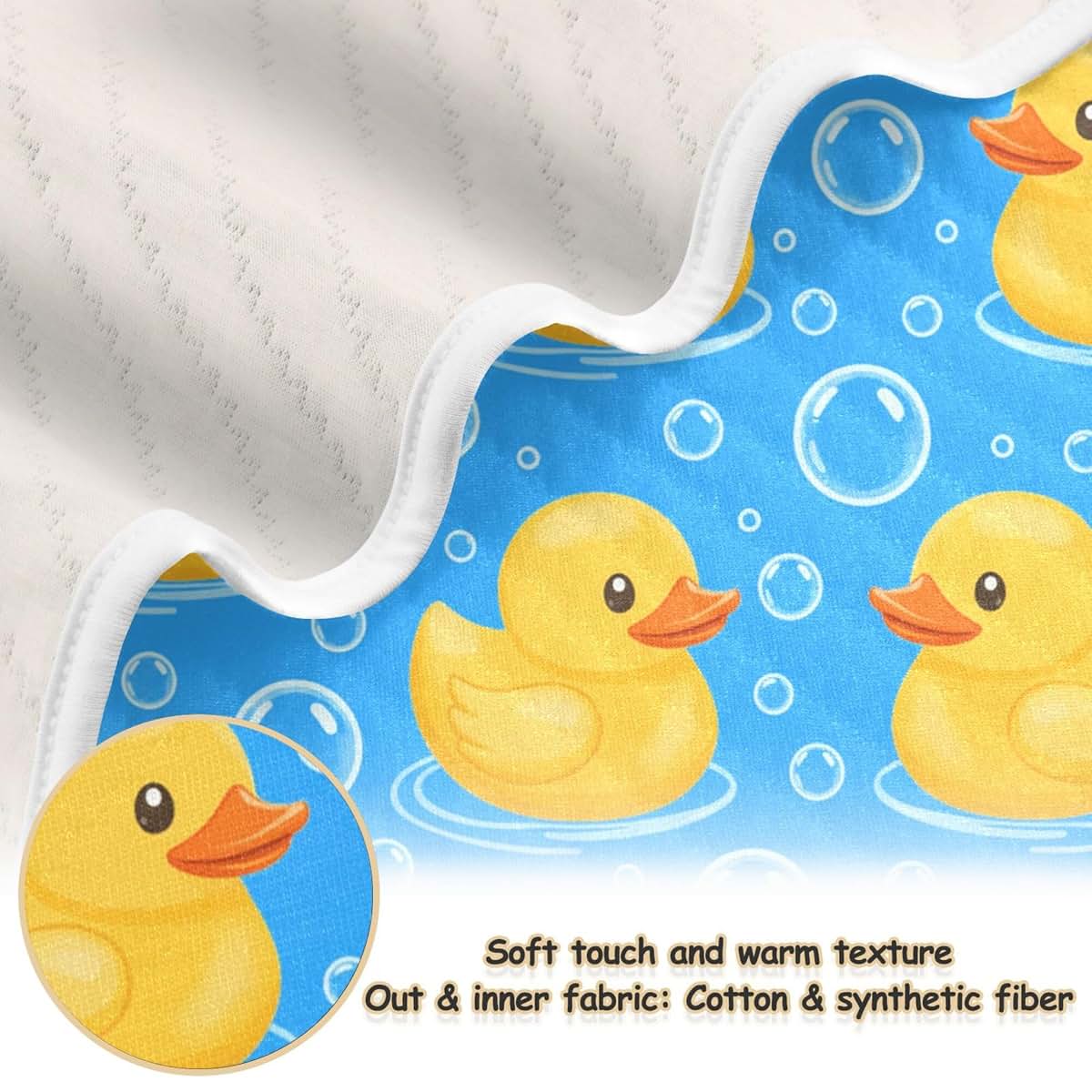 Junzan Cute Yellow Rubber Ducks Baby Blanket, Cotton Breathable Swaddle 40 x 30 in