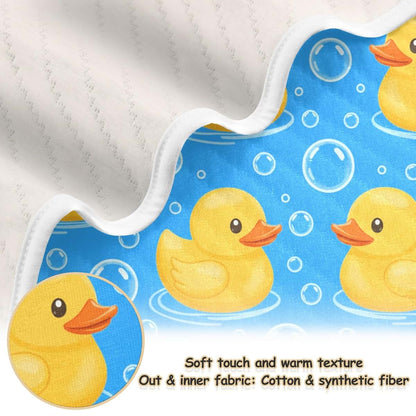 Junzan Cute Yellow Rubber Ducks Baby Blanket, Cotton Breathable Swaddle 40 x 30 in