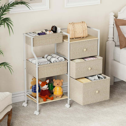 Modanais Baby Diaper Caddy Organizer Rolling Cart with Drawers, Off White (photo 4)