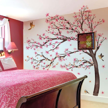 Large Cherry Blossom Tree Wall Stickers Pink Flower Decals