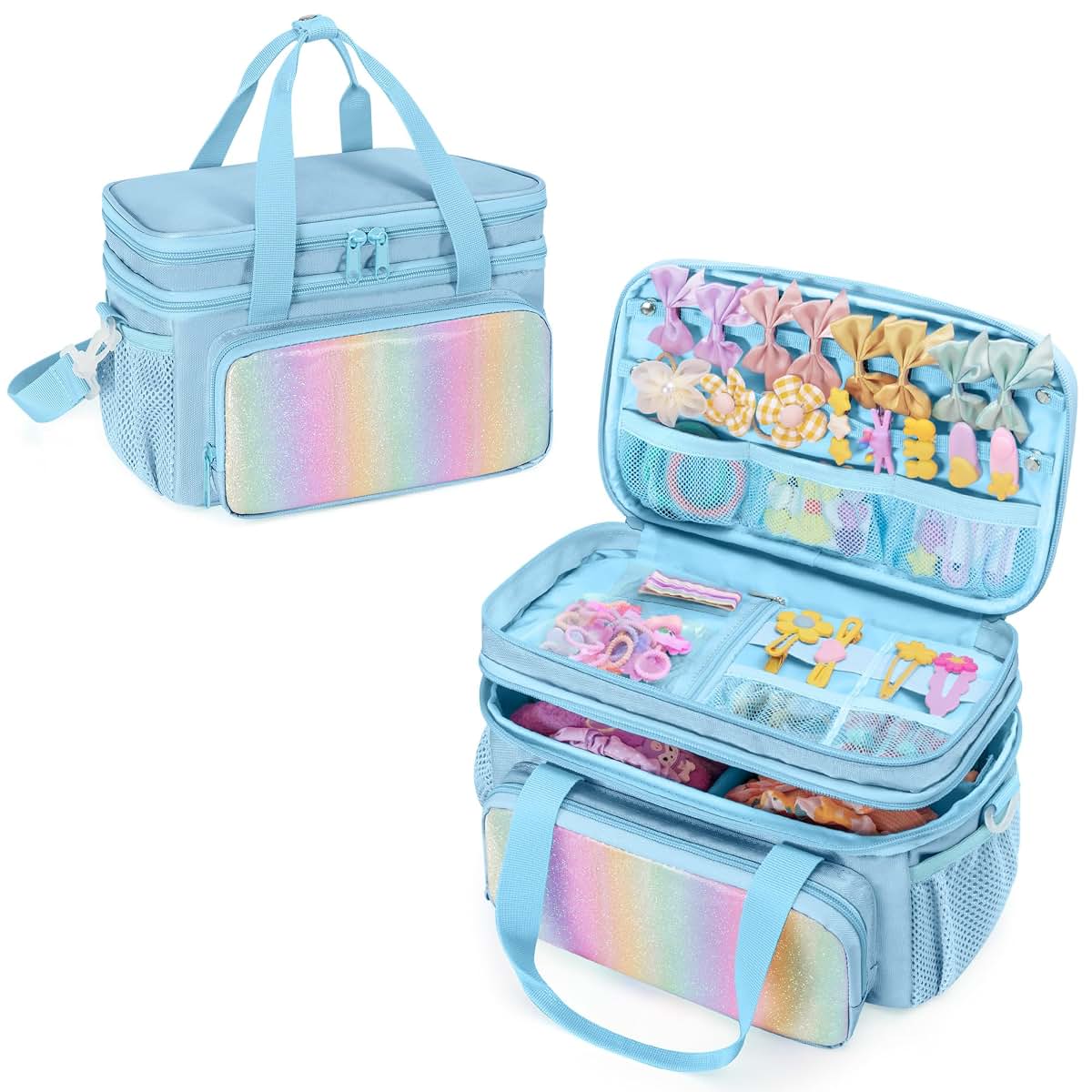 Hair Bow Organizer Storage Bag for Girls with Detachable Strap