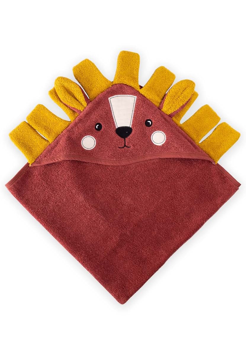 Cigit Concept Lion Figure Hooded Baby Towel, 100% Organic Cotton