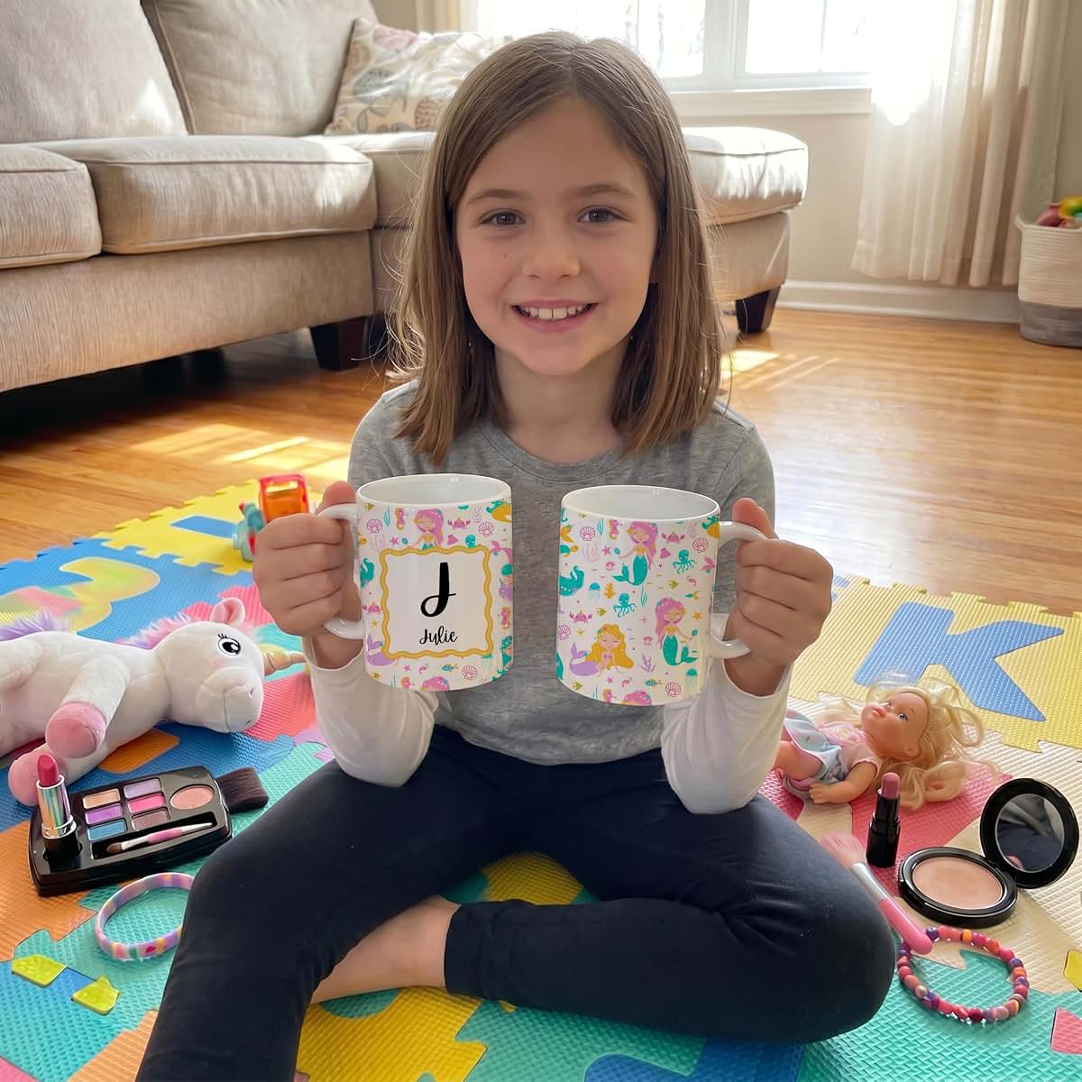 Printualist Personalized Coffee Mug for Kids, Custom Name & Initial Mug, 11oz & 15oz Hot Chocolate, Cocoa, Milk, Tea (photo 2)