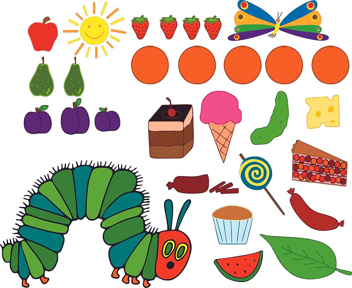 Made To Stick Decals LLC Vinyl Wall Decal: Very Hungry Caterpillar - 20" x 28" Kids Room Colored Butterfly Desserts