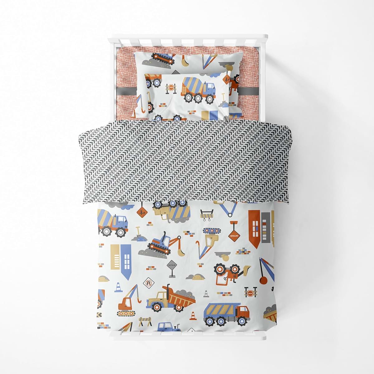Bacati Construction Multicolor Boys Cotton 4 Piece Toddler Bedding Set 100 Percent Cotton Includes Reversible (photo 3)
