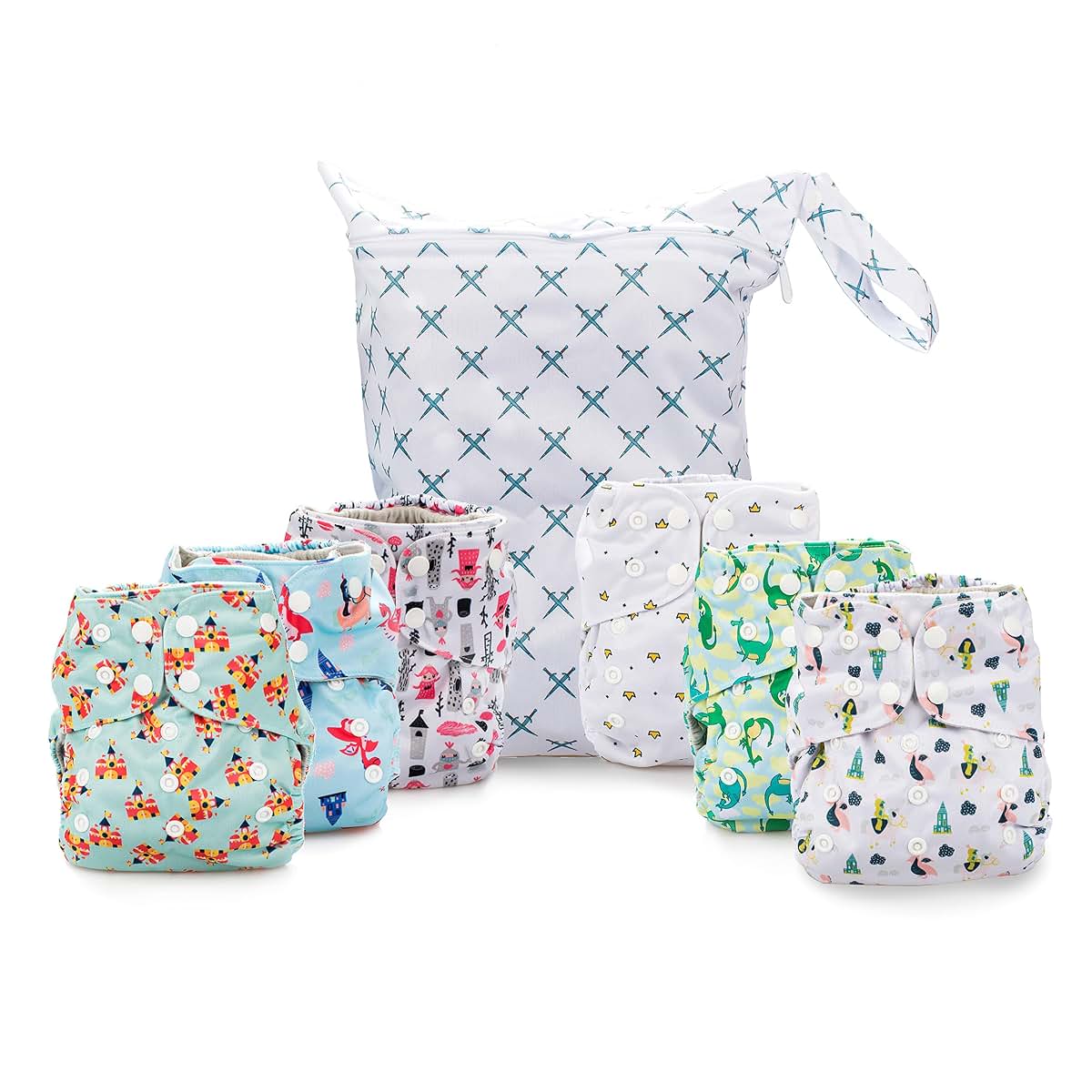 Simple Being Reusable Cloth Diapers, Double Gusset, One Size Adjustable, Washable Soft Absorbent, Waterproof Cover