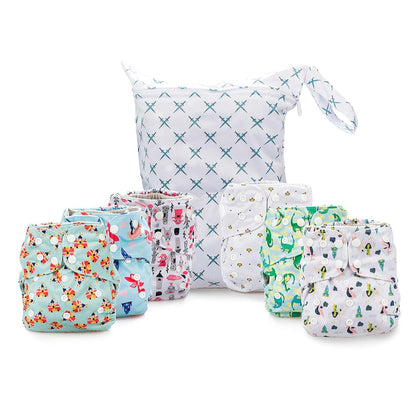 Simple Being Reusable Cloth Diapers, Double Gusset, One Size Adjustable, Washable Soft Absorbent, Waterproof Cover